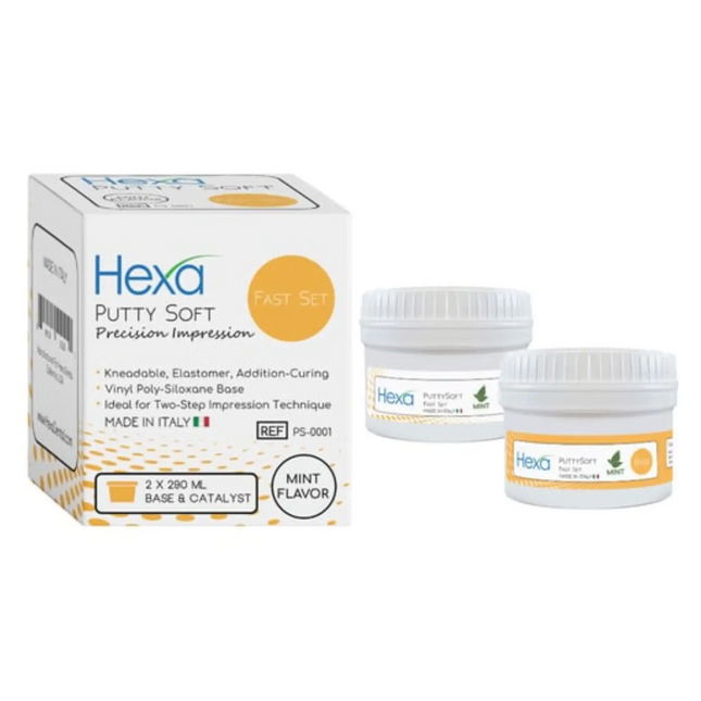 Hygedent - Hexa Vps Putty Soft Fast Set Mint 290 Ml Each Base & Catalyst. Precision Impression