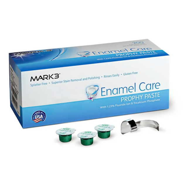 Mark3 Enamel Care Prophy Paste Medium Grit Mint With Tcp 200/box Creamy Splatter-Free Prophy