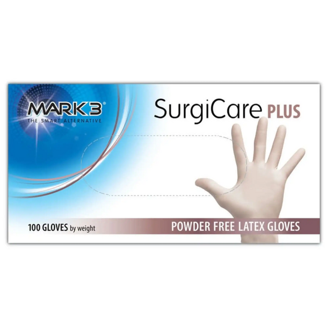 Mark3 - Surgicare Plus White Powder-Free Latex Exam Gloves Large 100/box
