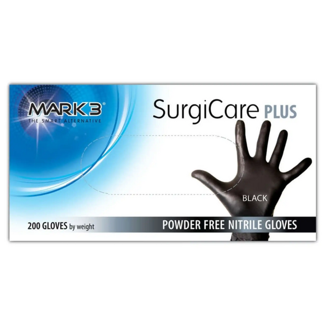 Mark3 - Surgicare Plus Black Powder-Free Nitrile Exam Gloves Medium 200/box