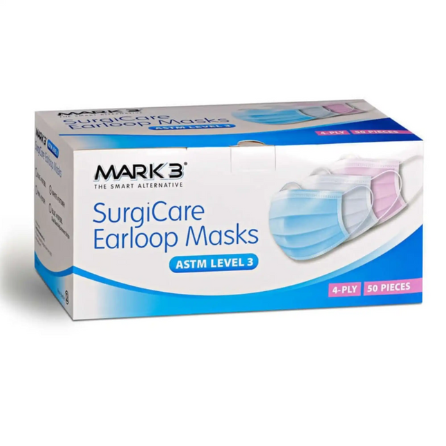 Mark3 - SurgiCare Pink Earloop Face Masks Level 3 4ply 50/bx.