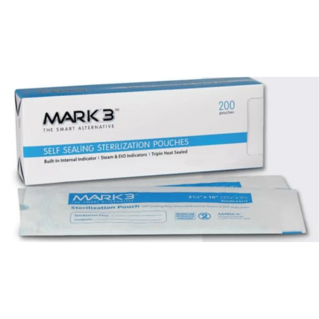 Mark3 - Self Seal 3-1/2" x 10" (3-1/2" x 9") Sterilization Pouches 200/bx.