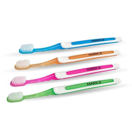 Mark3 Premium Sensitive Compact Head Adult Toothbrush 32-Tuft Assorted 72/box Colors: Blue