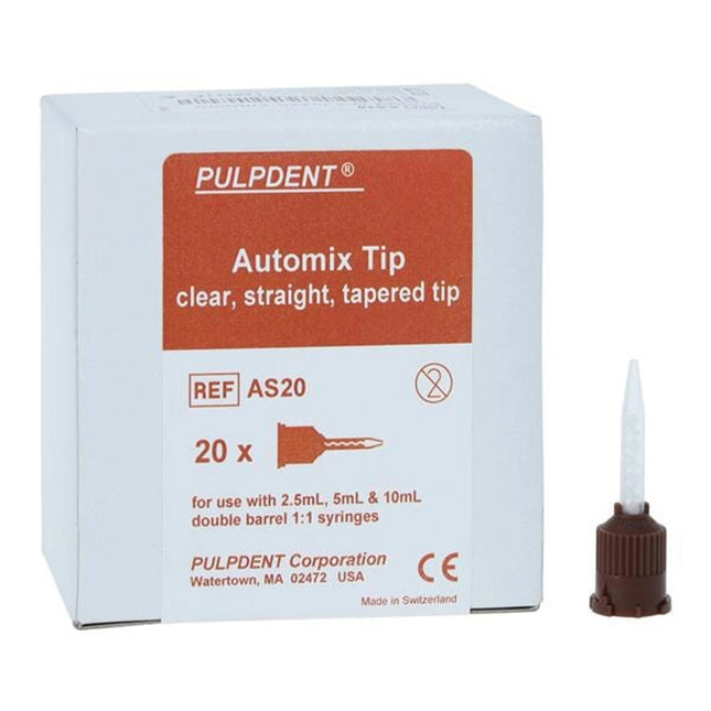 Pulpdent Activa Automix Tips, Clear, Straight, Tapered, 20/Pk