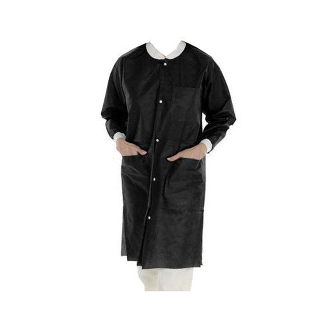ValuMax - Extra-Safe Lab Coats Black Medium 10Pk