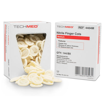 Dukal - Nitrile Finger Cots, Size Medium, Latex-Free and Powder Free, Box of 144.