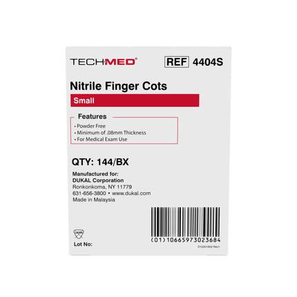 Dukal - Nitrile Finger Cots, Small, Box of 144