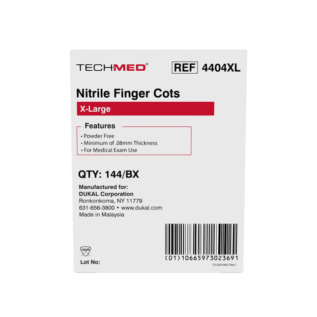 Dukal - Tech Med Nitrile Finger Cots, X-Large, Box of 144