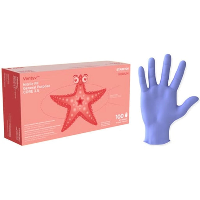 Venty-V Core 3.5 Lavender Blue Nitrile Medium Gloves, box of 100