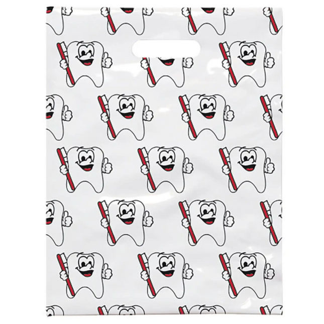 Practicon - Tote Scatter Print Patient Bags 8" W X 10" H 100/pack Have All Over Dental-Themed