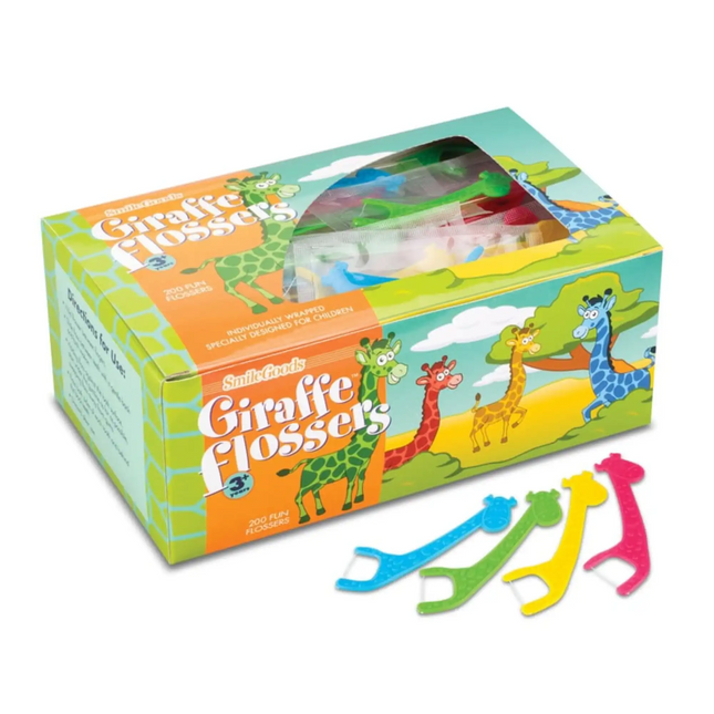 Practicon - Smilegoods Giraffe Flossers Assorted Bright Colors 2-7/8" Long 200/box Designed For Children Age
