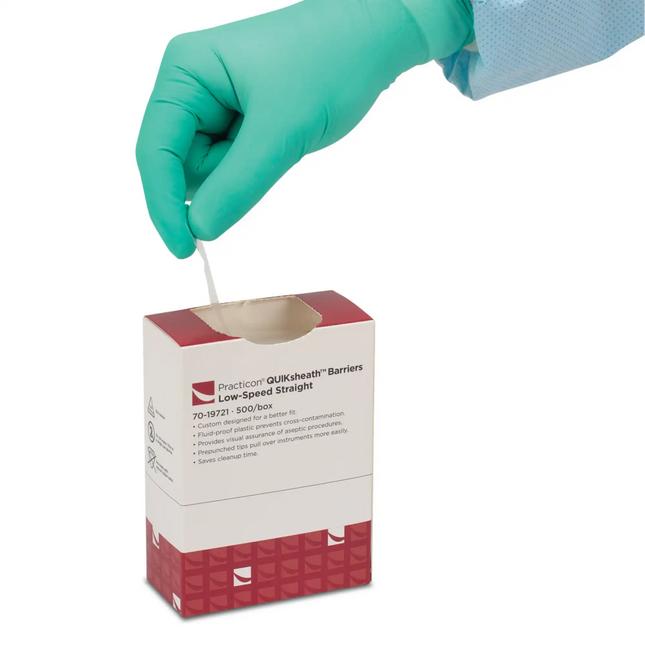 Practicon - Quiksheath Low Speed Straight S Pre-Punched Design Size 9" X 1 1/2". Bag Of 500 Sheaths