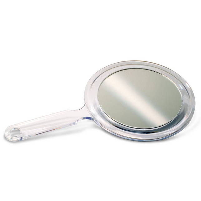 Acrylic Hand Mirror 5" Two-Sided 1/pack 3X Magnifying & Plain Glass Sides. Diameter , 7109801