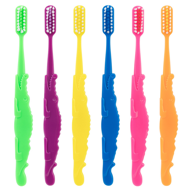 Child Toothbrushes Alligator-Shaped Handle Narrow Neck & Classic-Shaped Head Soft , 7045210