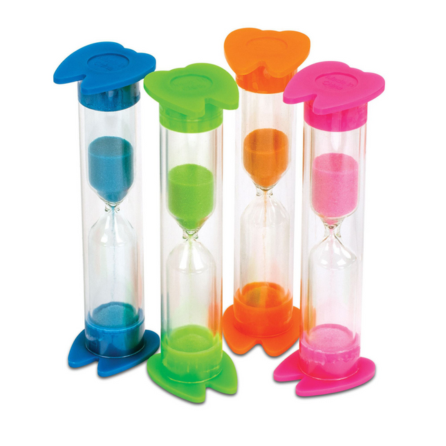 2-Minute Tooth Sand Timers In 4 Assorted Colors 44/box 3-1/2" Tall , 10-16719
