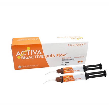 ACTIVA? BioACTIVE Bulk Flow? Twin Pack Kit: 10g (2?5g/3mL syringes) + 20 Automix tips, Universal shade (ShadeFusion?)