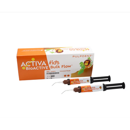 ACTIVA? KIDS BioACTIVE Bulk Flow? Twin Pack Kit: 10g (2?5g/3mL syringes) + 20 Automix tips, Universal shade (ShadeFusion?)