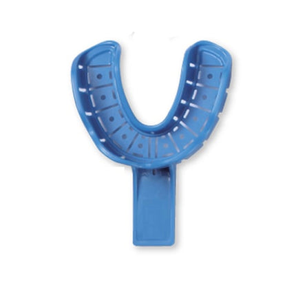 Premium Plus - #6 Small Lower Full-Arch Perforated Plastic Disposable Impression Trays With Rim Lock 10/Pk