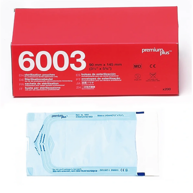 Premium Plus - Sterilization Pouches 3.5" x 5.75", 200 pcs/box <SPECIAL PRICE>