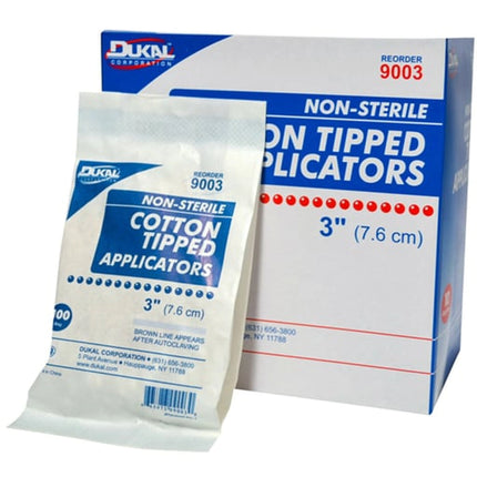 Dukal - Applicator, 3" Cotton Tip, Non-Sterile, 100/bg,