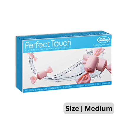 Bubble Gum Flavored Powder-Free Latex Gloves - Medium (100 Ct)