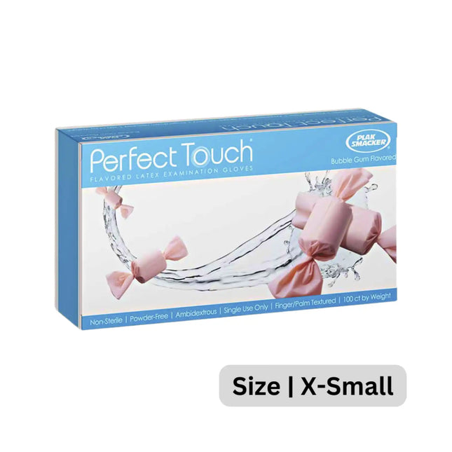 Plak Smacker - Bubble Gum Flavored Powder-Free Latex Gloves - X-Small (100 Ct)