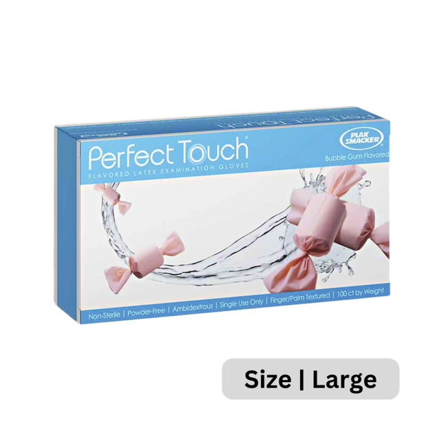 Plak Smacker - Bubble Gum Flavored Powder-Free Latex Gloves - Large (100 Ct)