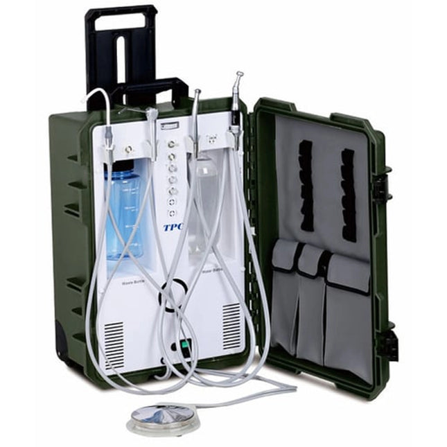 Portable Dental System 4 Hole Tubings, 110V/(With Suction) & Transportation Case On Wheels