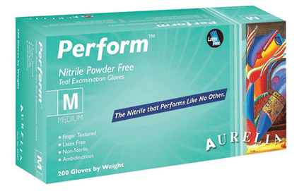 Aurelia Perform Nitrile Examination Gloves, Powder-Free, Large, 200/Box