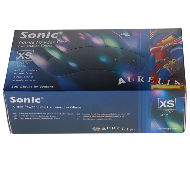 Aurelia Sonic Nitrile Gloves, Powder-Free, X-Small, Indigo Blue, 300/Box, 93775