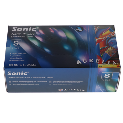 Aurelia Sonic Nitrile Gloves, Powder-Free, Small, Indigo Blue, 300/Box, 93776