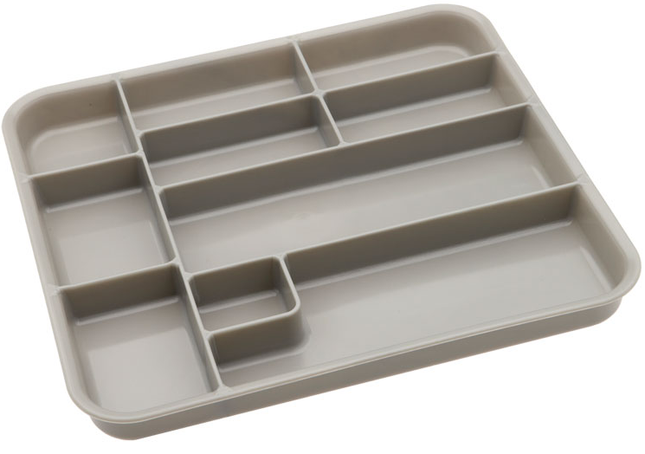Tub Insert, 10 Compartments, 10 3/4" x 9 11/16" x 1", Gray, 1/Pk, 20Z465