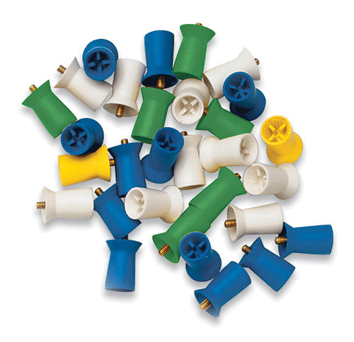 Densco Prophy Cups, Right Angle Latch, Soft Rubber with Skirt, Ribs Only, Blue, 144/Pk, 85212