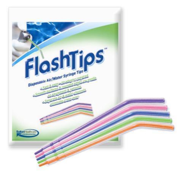 FlashTips Air/Water Syringe Tips, Assorted Colors, 250/Pk, 23071
