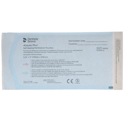 Assure Plus Sterilization Pouches, 5.25" x 11", 200/Pk, 83010