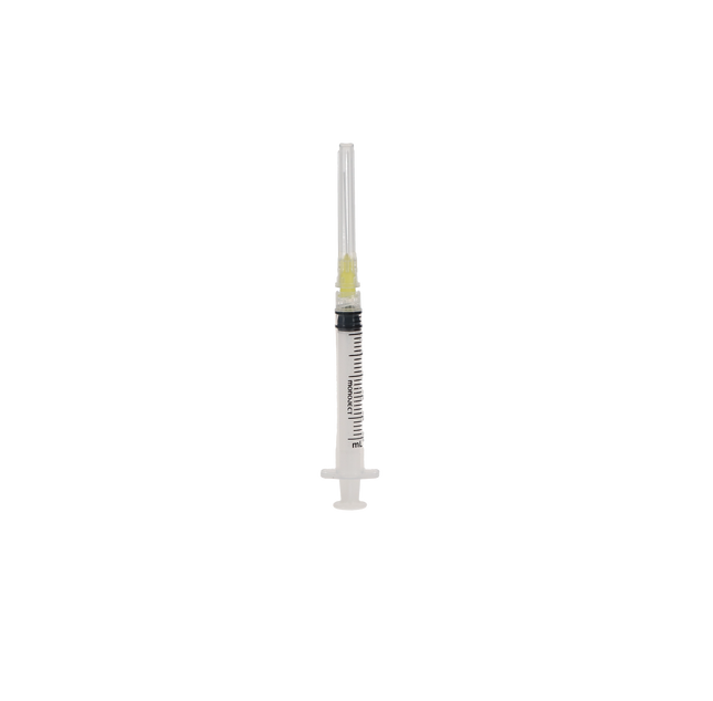Monoject Endodontic Irrigating Syringes with Needles, 3 cc, 27 Ga, 1.25", Yellow, 100/Pk, Z8881513850