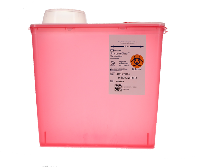 Monoject Sharps Container, with Chimney Top, 8 Qt, Medium, Red, 1/Pk, 676285