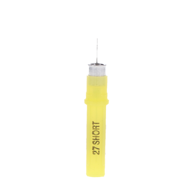 Monoject Needles, Metal Hub, # 401, Ga 27, Short, Yellow, 100/Pk, 401064