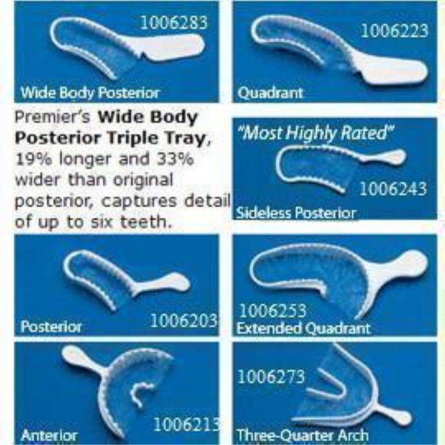 Triple Tray Impression Trays, Three-Quarter Arch, 35/Pk, 1006273