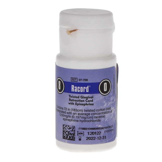 Racord Twisted Retraction Cord, with Epinephrine, Size 0, # 8, Thin, 1/Pk, 07-700