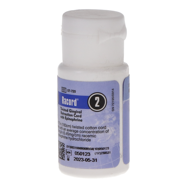 Racord Twisted Retraction Cord, with Epinephrine, Size 2, # 10, Thick, 1/Pk, 07-720