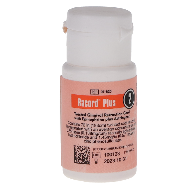 Racord II Twisted Retraction Cord, with Epinephrine & Zinc, Size 2, # 10, Thick, 1/Pk