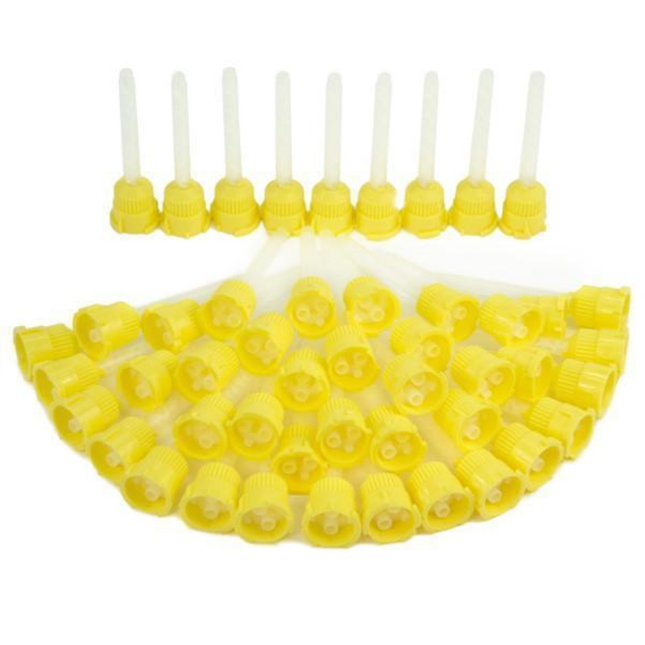 Flexitime VPS Impression Material, Mixing Tips, 4.2 mm, 1:1 Ratio, Yellow, 48/Pk, 66001988