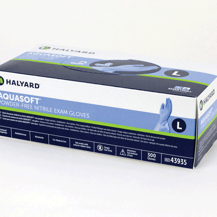 AquaSoft Nitrile Exam Gloves, Powder-Free, Medium, 300/Box, 43934