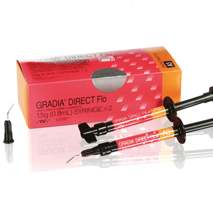 Gradia Direct Flo Microfilled Hybrid Resin Composite, Light-Cure, Syringe Refill, 1.5 g, A2, 2/Pk