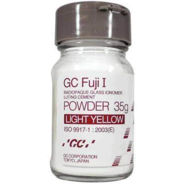 Fuji I Radiopaque Glass Ionomer Luting Cement, Powder Refill, 35 g, Light Yellow, 48/Pk