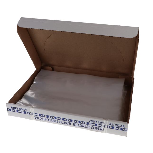 Brixton Disposable Plastic Headrest Covers, Regular, 10" x 11.25", 250/Pk, 501R