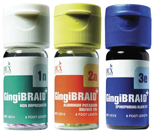 GingiBraid+ Retraction Cord, with Aluminum Potassium Sulfate, # 2, Medium, Yellow with Green, 1/Pk, 13212