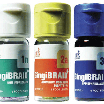 GingiBraid+ Retraction Cord, with Aluminum Potassium Sulfate, # 3, Large, Yellow with Pink, 1/Pk