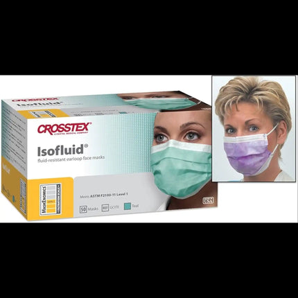 Crosstex - Isofluid - Face Mask - Earloop 50-box - Teal